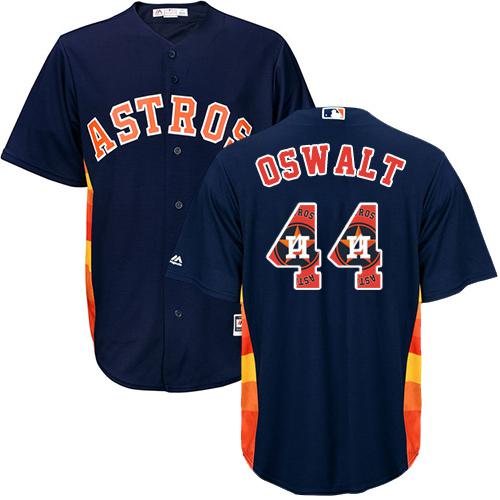 Astros #44 Roy Oswalt Navy Blue Team Logo Fashion Stitched MLB Jersey - Click Image to Close